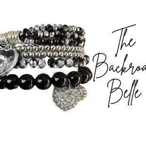 Back in Black Heart Stretch Bracelet Set